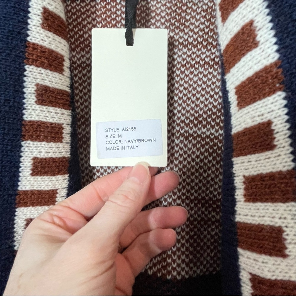 NWT COCOGIO Navy and White Patterned Cardigan Size Medium - Picture 6 of 10